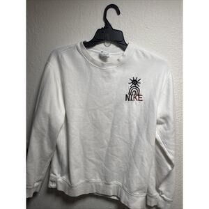 Nike white embroidered crewneck sweatshirt